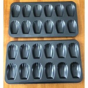 Madeleine Baking Sheets Pans Molds Set of 2 12 Count 2" X 3" Cookies
